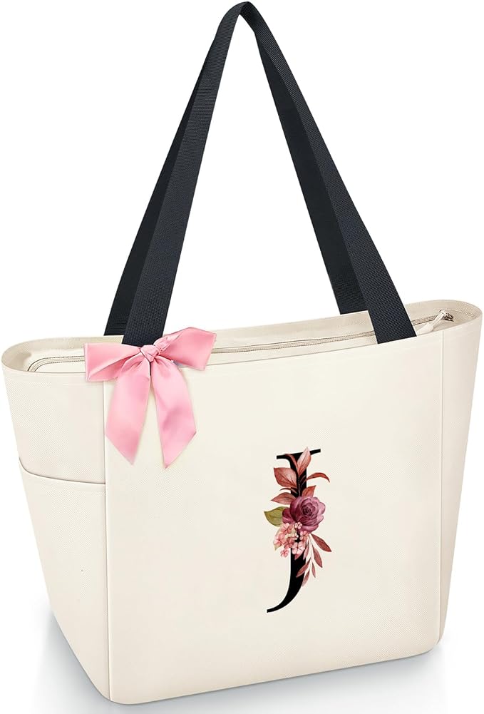 Vavabox Tote Bag, A-Z Initial Monogrammed Waterproof Tote Bag, Bridesmaid Gifts