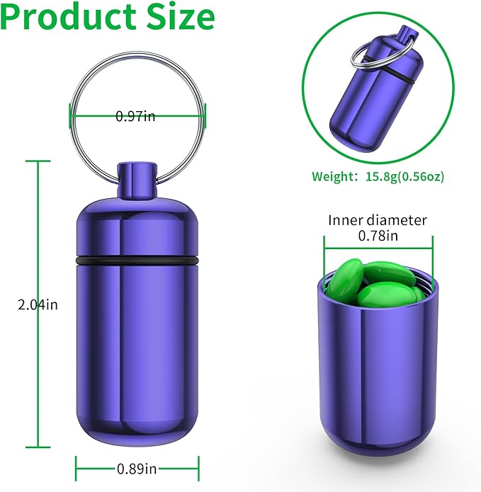 3 Pack Small Pill Box, Airtight Aluminum Alloy Pill Organizer Travel Pill Case