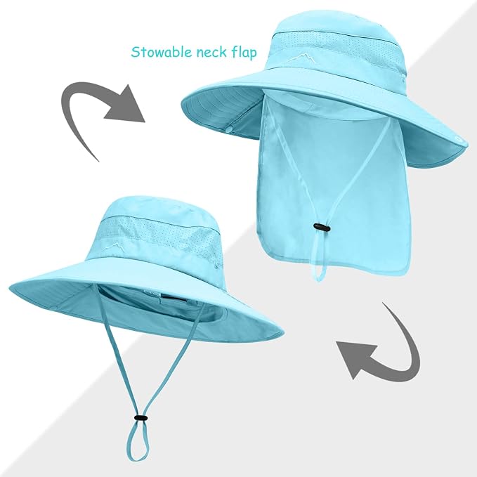 Sun Hats for Men Women, UPF50+ Protection Safari Hat, Wide Brim Fishing Hat