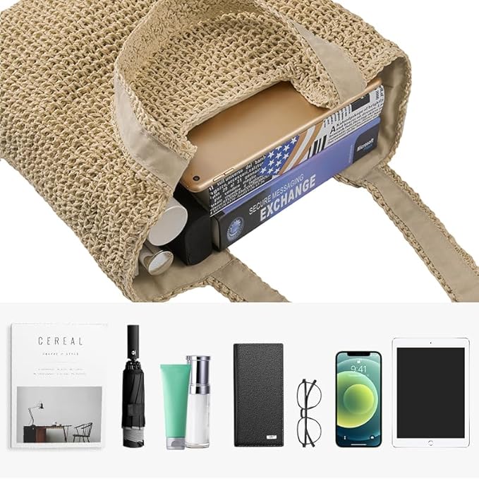 Straw Beach Tote Bag: Large Summer Boho Woven Bags
