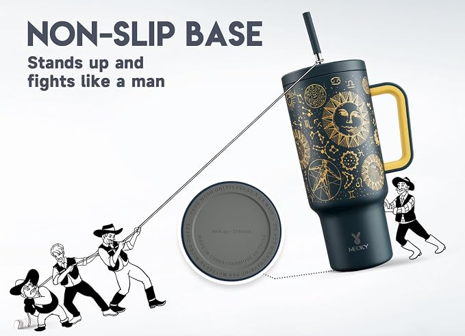 Meoky 40 oz Tumbler with Handle and Straw, Tumbler with Lid and Straw, Insulated Stainless Steel Travel Mug, 100% Leak-proof, Keeps Cold for 34 Hours or Hot for 10 Hours (Tarot)
