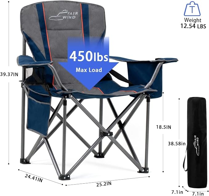 FAIR WIND 2 Pack Oversized Fully Padded Camping Chair