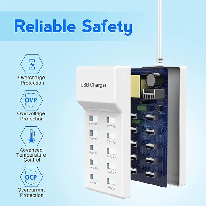 10-Port USB Wall Charger Station