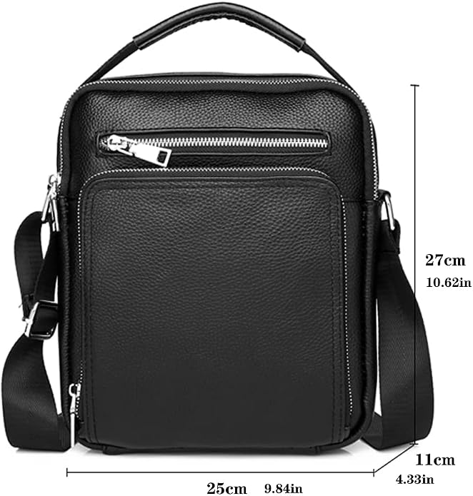 KPYWZER Genuine Leather Shoulder Bag Small Men Messenger Pack Handbag Sling
