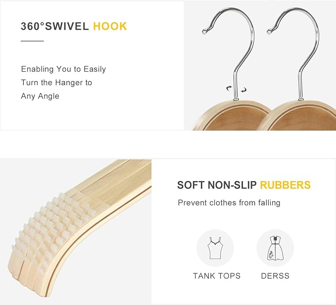 TOPIA HANGER Slim Natural Wood Hangers