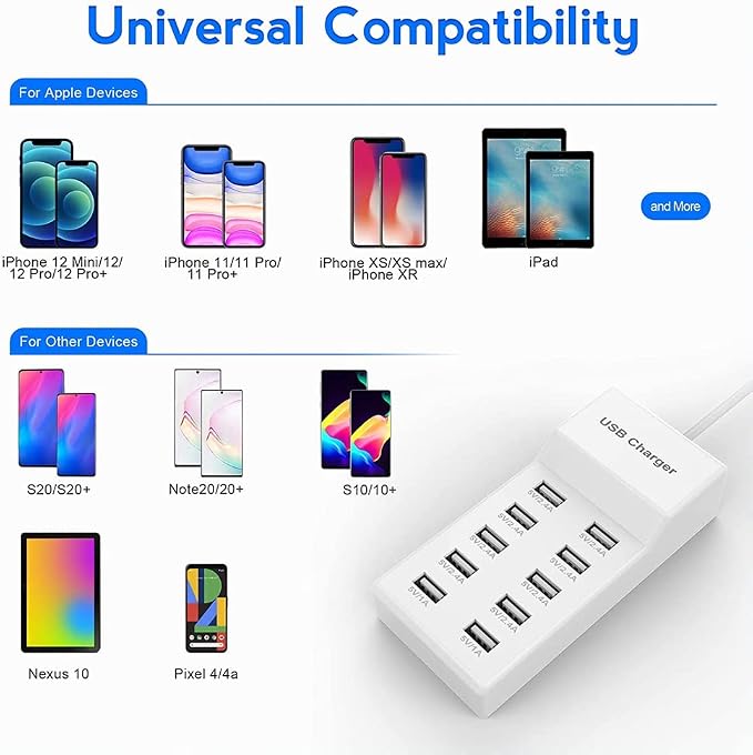 10-Port USB Wall Charger Station