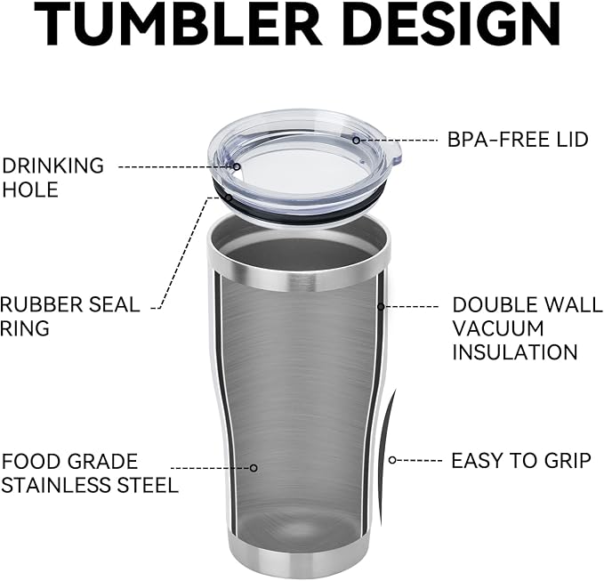 DOMICARE 20oz Tumbler with Lid Stainless Steel Tumblers Bulk, Double Wall