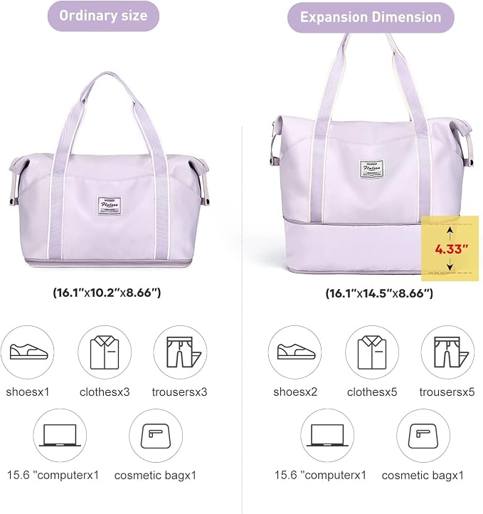 Travel Duffel Bag, Sports Tote Gym Bag, Shoulder Weekender Overnight Bag