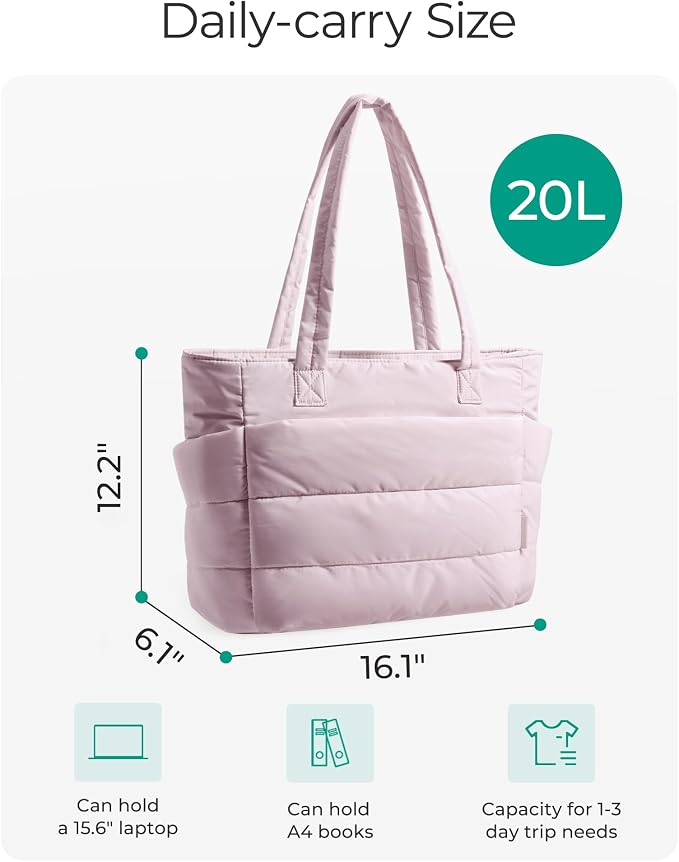 BAGSMART Tote Bag for Women, Lightweight Puffy Tote Bag
