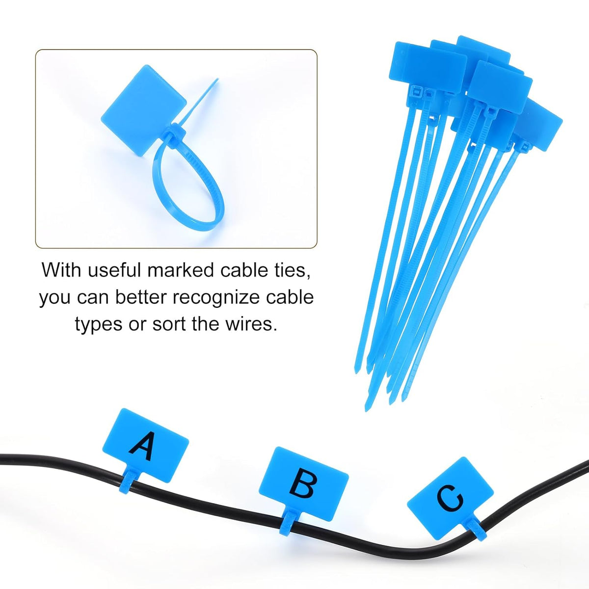 uxcell Desk Grommet, 1-3/8" (35mm) Zinc Alloy Cable Hole Cover Wire Cord Organizer with Marked Cable Ties for Home Office Desktop Wire, Silver Tone
