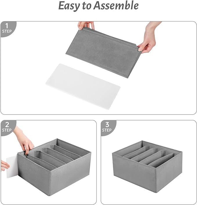 Jeans Drawer Organizers for Clothing, 5 Compartment Wardrobe Storage Box