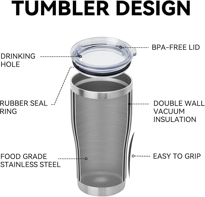 DOMICARE 20oz Tumbler with Lid Stainless Steel Tumblers Bulk, Double Wall