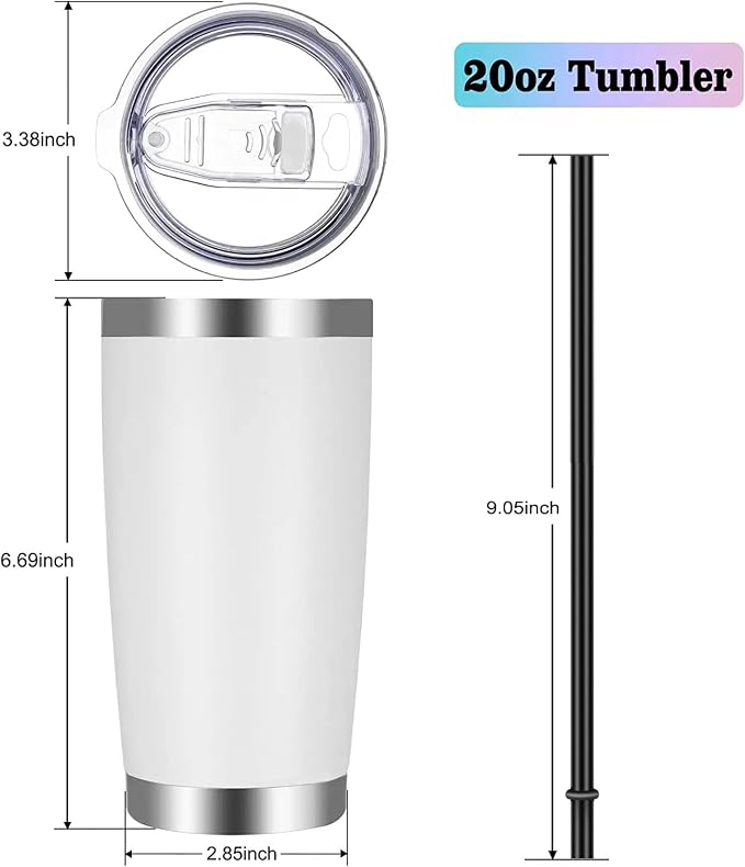 VEGOND 20oz Tumbler with Lid and Straw Stainless Steel Tumbler Cup Vacuum