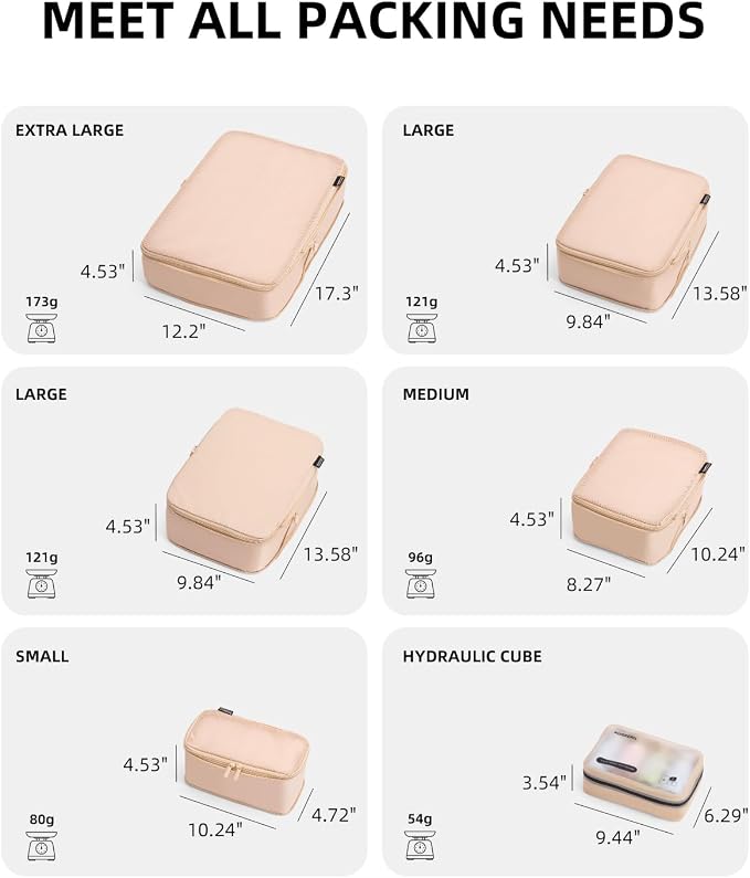 6 Set Compression Packing Cubes