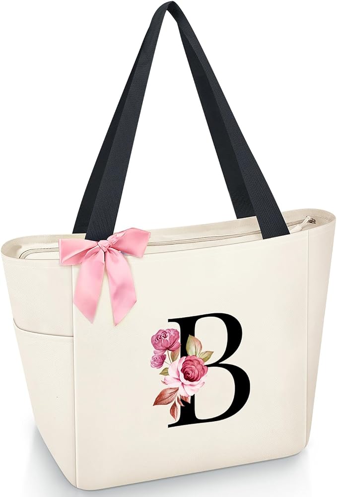 Vavabox Tote Bag, A-Z Initial Monogrammed Waterproof Tote Bag, Bridesmaid Gifts