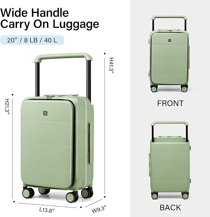 Hanke Top Opening Carry On Luggage, 20 Inch Zipperless Aluminum Frame Wide