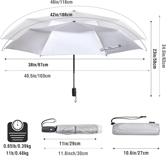 G4Free UPF 50+ UV Protection Large Travel Umbrella 42/46 Inch Auto Open Close