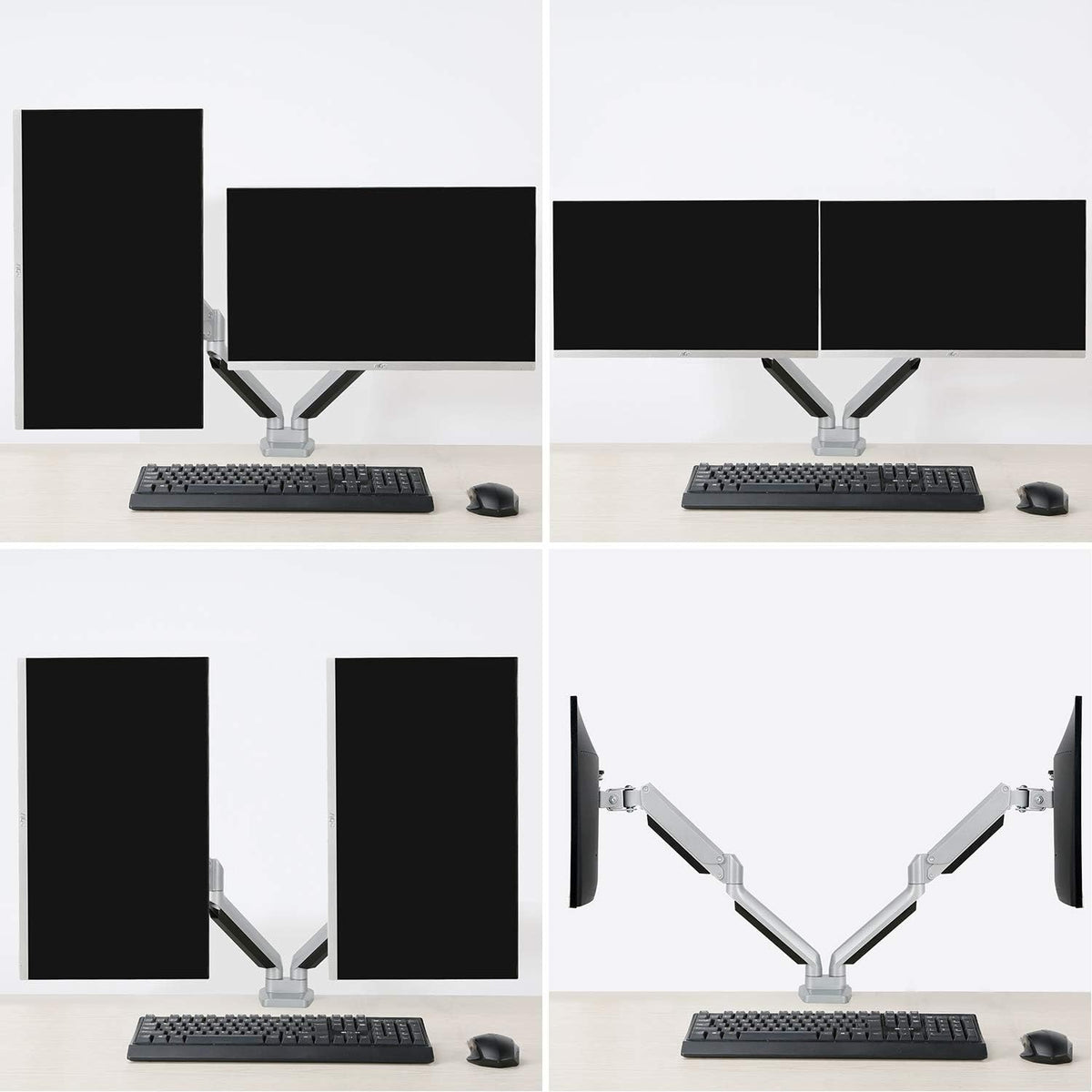 MOUNTUP Dual Monitor Desk Mount, Die-Cast Aluminum Fully Adjustable Double Monitor Arm with Gas Spring, Computer Monitor Stand Fits 2 Screen 17 to 32 inch - Each Arm Holds 3.3-17.6LBS, MU0024