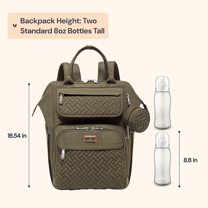 BabbleRoo Diaper Bag Backpack, Stroller Straps & Pacifier Case, Unisex Stylish