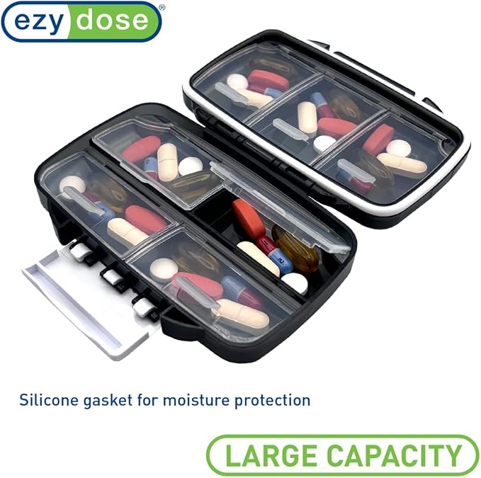 EZY DOSE Moisture-Proof Portable Pill Dispenser, Pocket Purse Organizer
