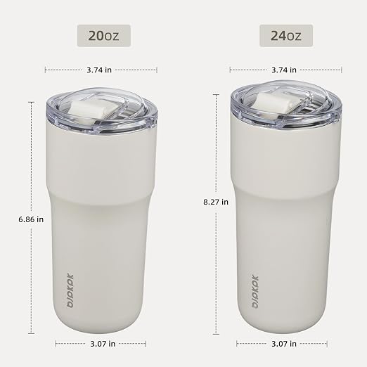 BJPKPK Insulated Tumbler,20oz Stainless Steel Tumbler with lid,Double Wall Travel Coffee Mug Thermal Cup,Keep Drinks Cold and Hot,White