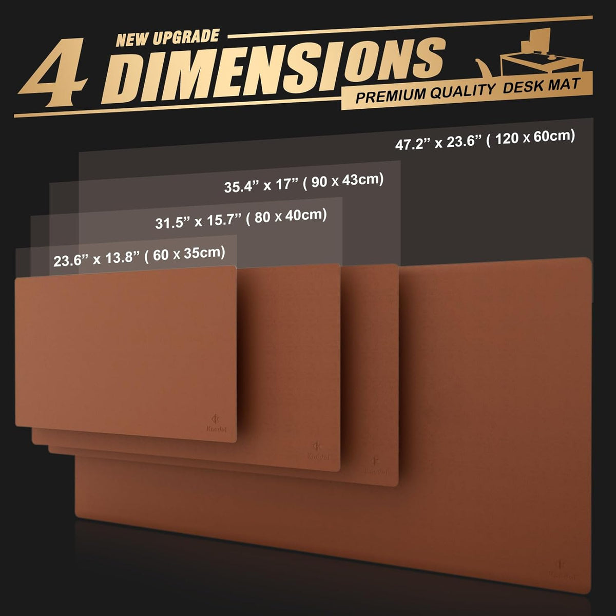 K KNODEL Large Office Leather Desk Mat, Mouse and Keyboard Pad, Computer and Laptop Mat, Desktop Protector and Cover, Writing Pad and Blotter (31.5"x15.7", Brown)