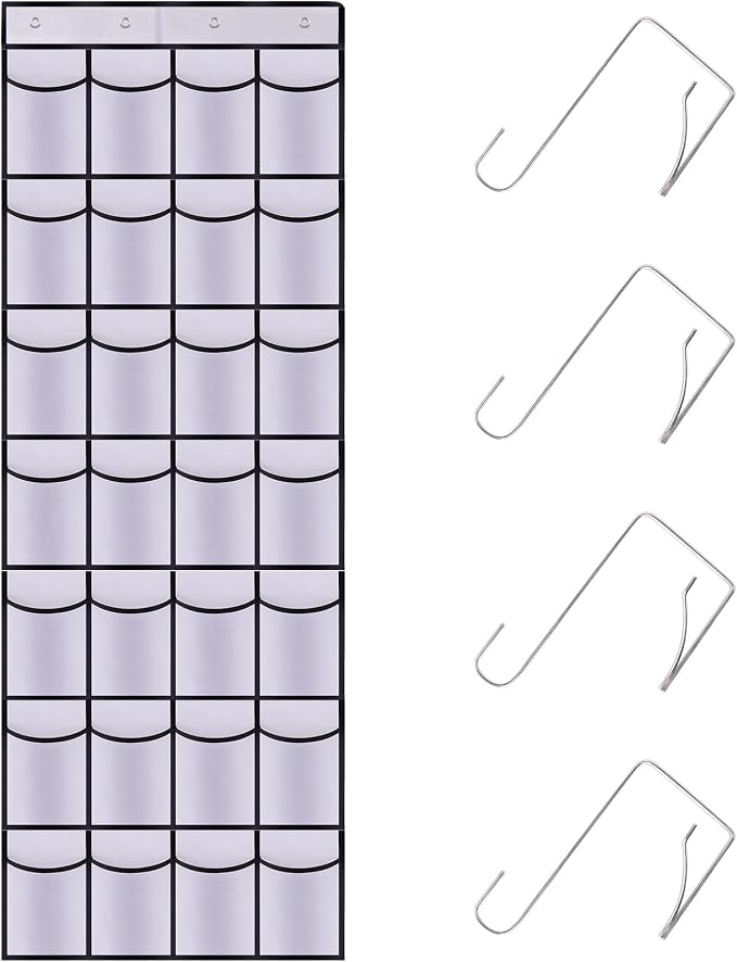 28 Mesh Pockets Hanging Shoe Organizer, Over the Door Shoe Organizer，Closet