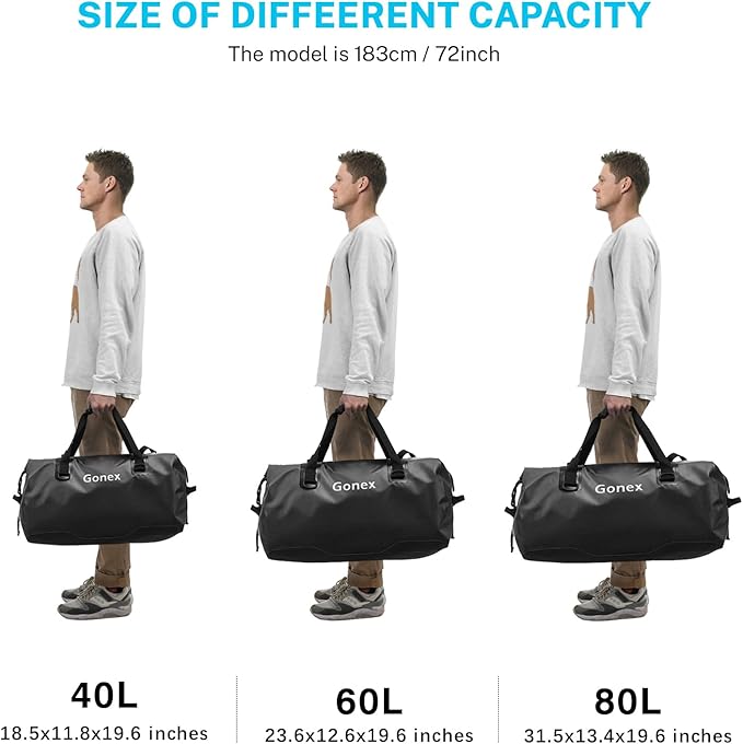 Gonex 40L 60L 80L Extra Large Waterproof Duffle Travel Dry Duffel Bag Heavy