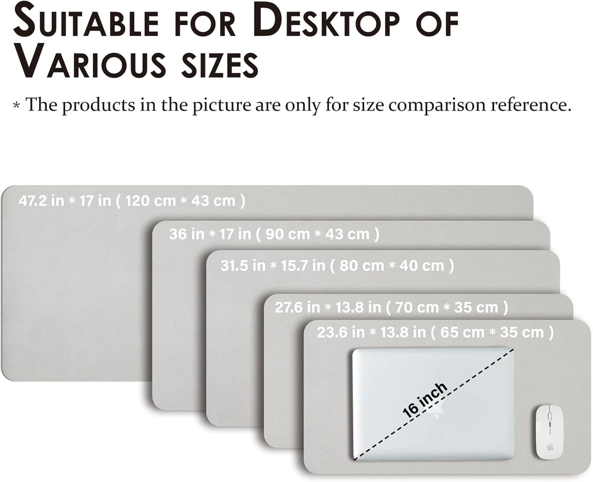 Leather Desk Mat - Non-Slip PU Desk Pad for Office and Home - Desk Organization and Accessories - Ideal for Large Mouse Pad and Desk Mats on Top of Desks (Silver,27.6"x 13.8")