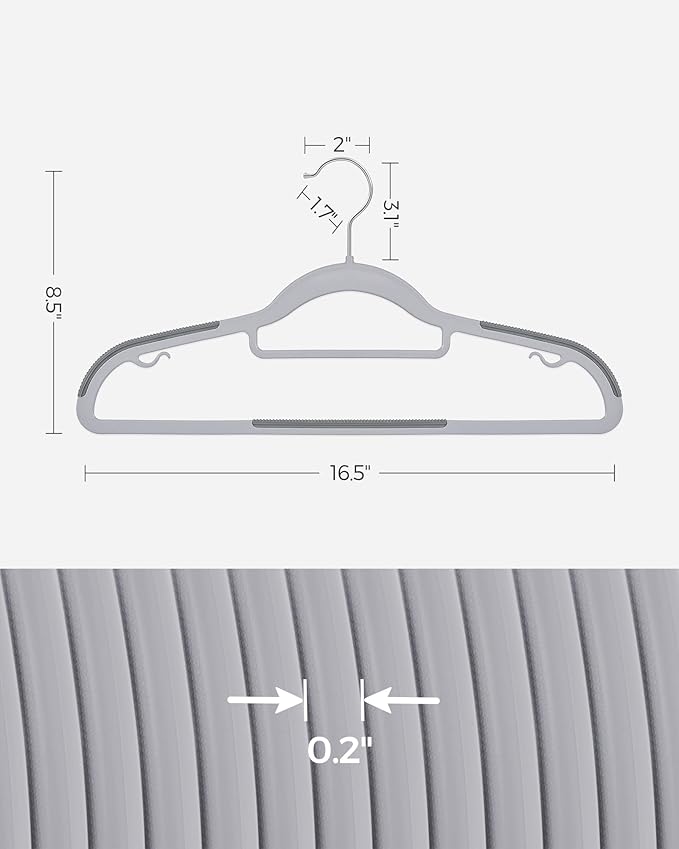 SONGMICS Pack of 50 Coat Hangers, Space-Saving Plastic Clothes Hangers