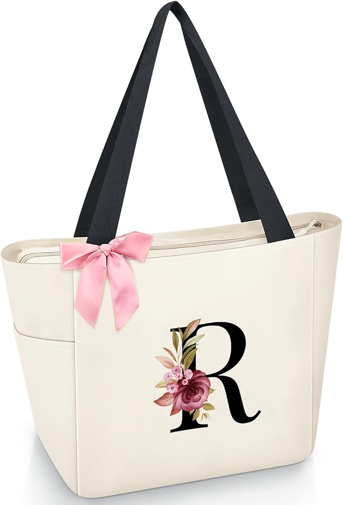 Vavabox Tote Bag, A-Z Initial Monogrammed Waterproof Tote Bag, Bridesmaid Gifts