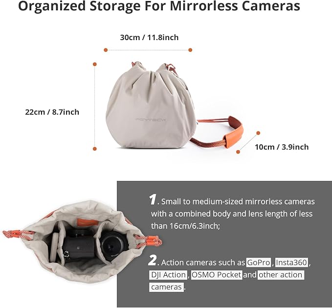PGYTECH OneGo Drawstring Small Camera Bag, Soft Cute Camera Pouch Handbag