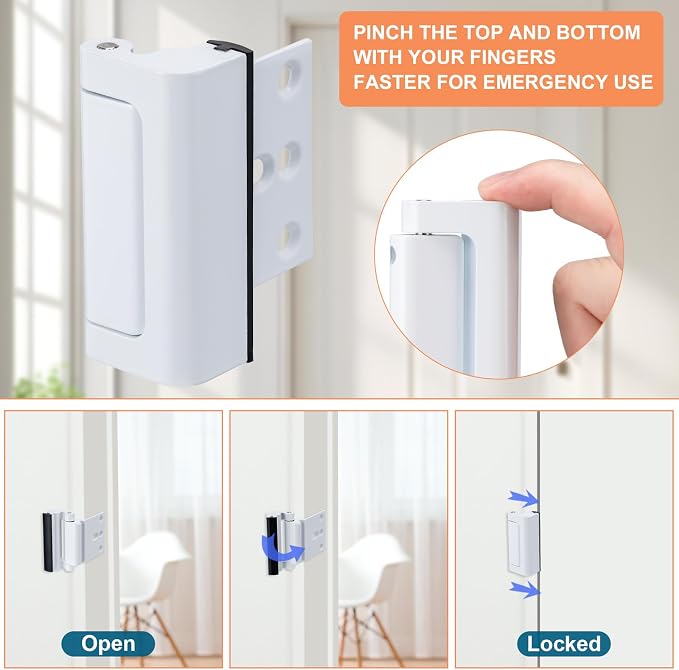 2 Pack Home Security Door Lock, Childproof Door Reinforcement Lock,