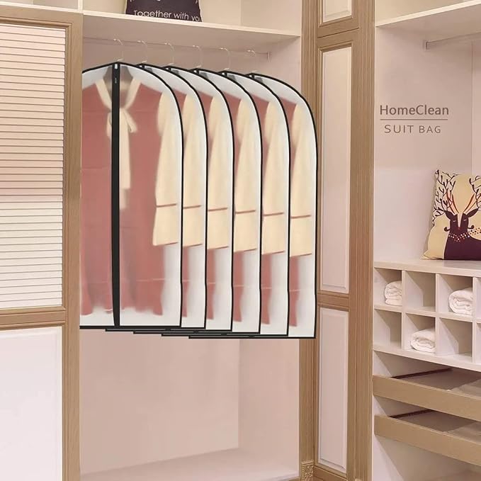 Garment Bags for Hanging Clothes 12 PCS Transparent Waterproof Dustproof