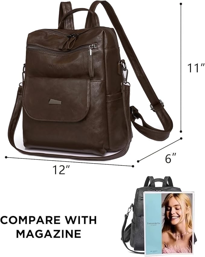 PU Leather Backpack Purse for Women Fashion Multipurpose Design Handbag Ladies