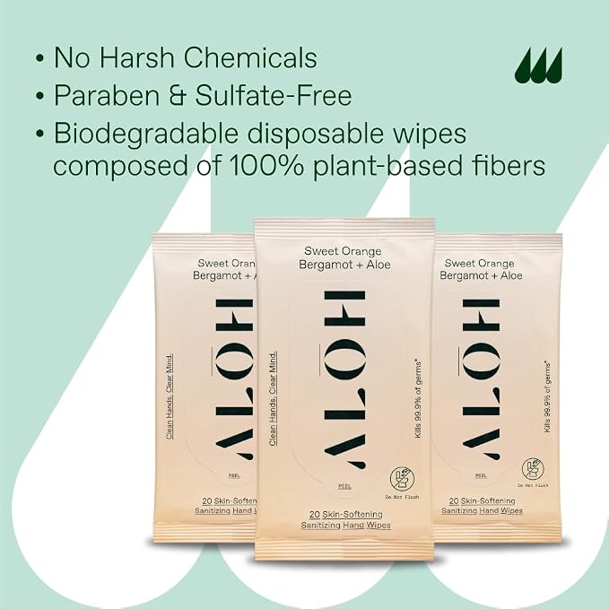 ALŌH Sweet Orange Bergamot + Aloe Sanitizing Hand Wipes