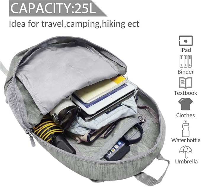 ZOMAKE 25L Ultra Lightweight Packable Backpack, Foldable Hiking Backpacks Water