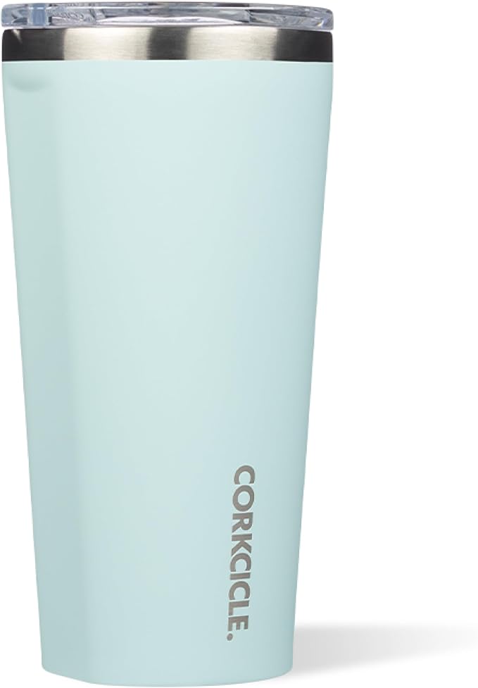 Corkcicle Classic Tumbler - Keeps Drinks Hot for 3 Hours - Triple-Insulated Stainless Steel - Cupholder Friendly - Holiday Mug Gift - Great for Gifting Warmth - 24 oz - Gloss Powder Blue