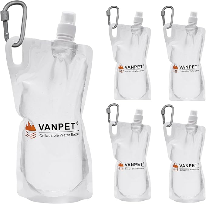 1L Hiking Collapsible Water Bottles, 33OZ BPA-Free Plastic Flasks, Reusable