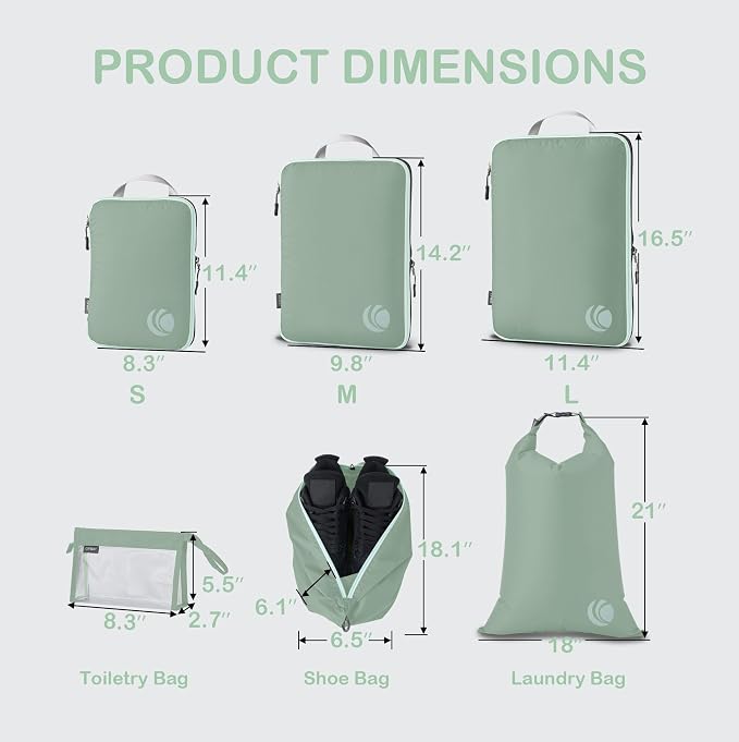 Cipway Compression Packing Cubes, Lightweight Travel Luggage Organizers