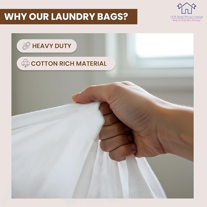 LFH Home Cotton Canvas Large Laundry Bag