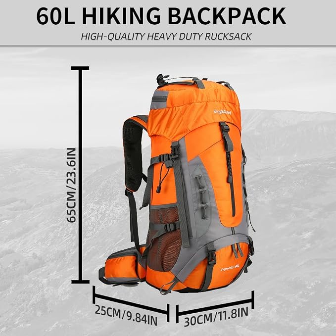 King'sGuard 60L Hiking Backpack Large Waterproof Camping Backpack
