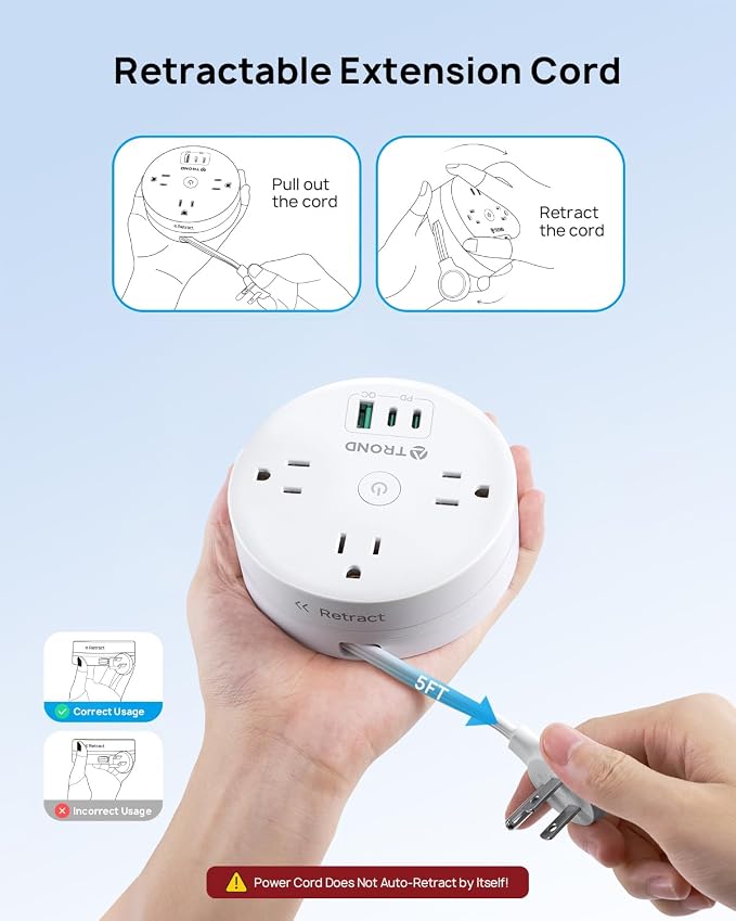 TROND 20W USB C Travel Power Strip