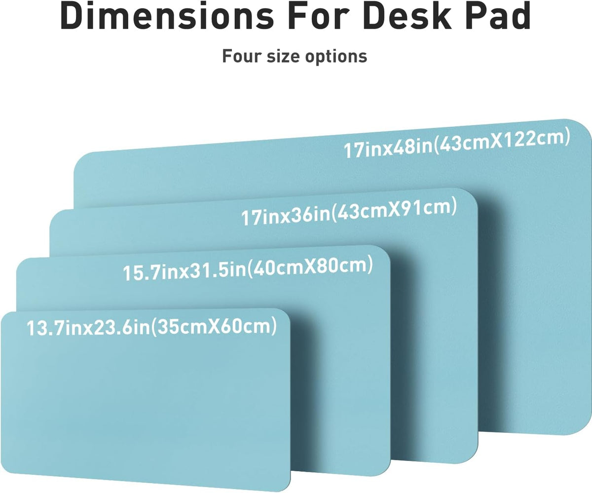 Aothia Large PU Leather Desk Pad Protector – Non-Slip Mouse Pad & Writing Mat for Office/Home, Waterproof, Easy to Clean (31.5" x 15.7", Blue Topaz)