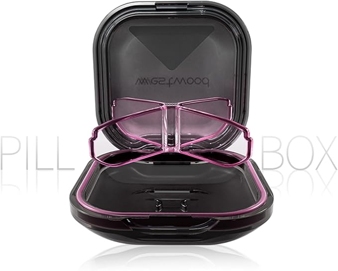 1 Pack Small Purple Pill Organizer, 4 Compartments, Compact Stylish Cute Travel