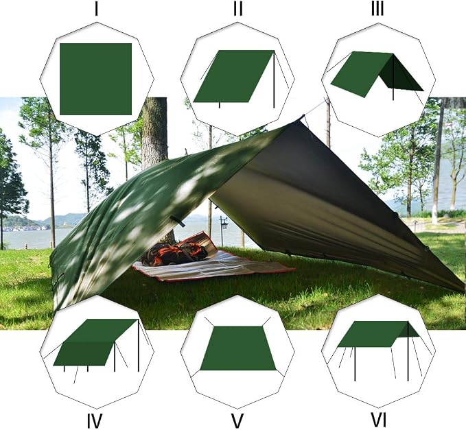 KALINCO Waterproof Camping Tarp Tent Hammock Rain Fly, 10X10FT/10X15FT