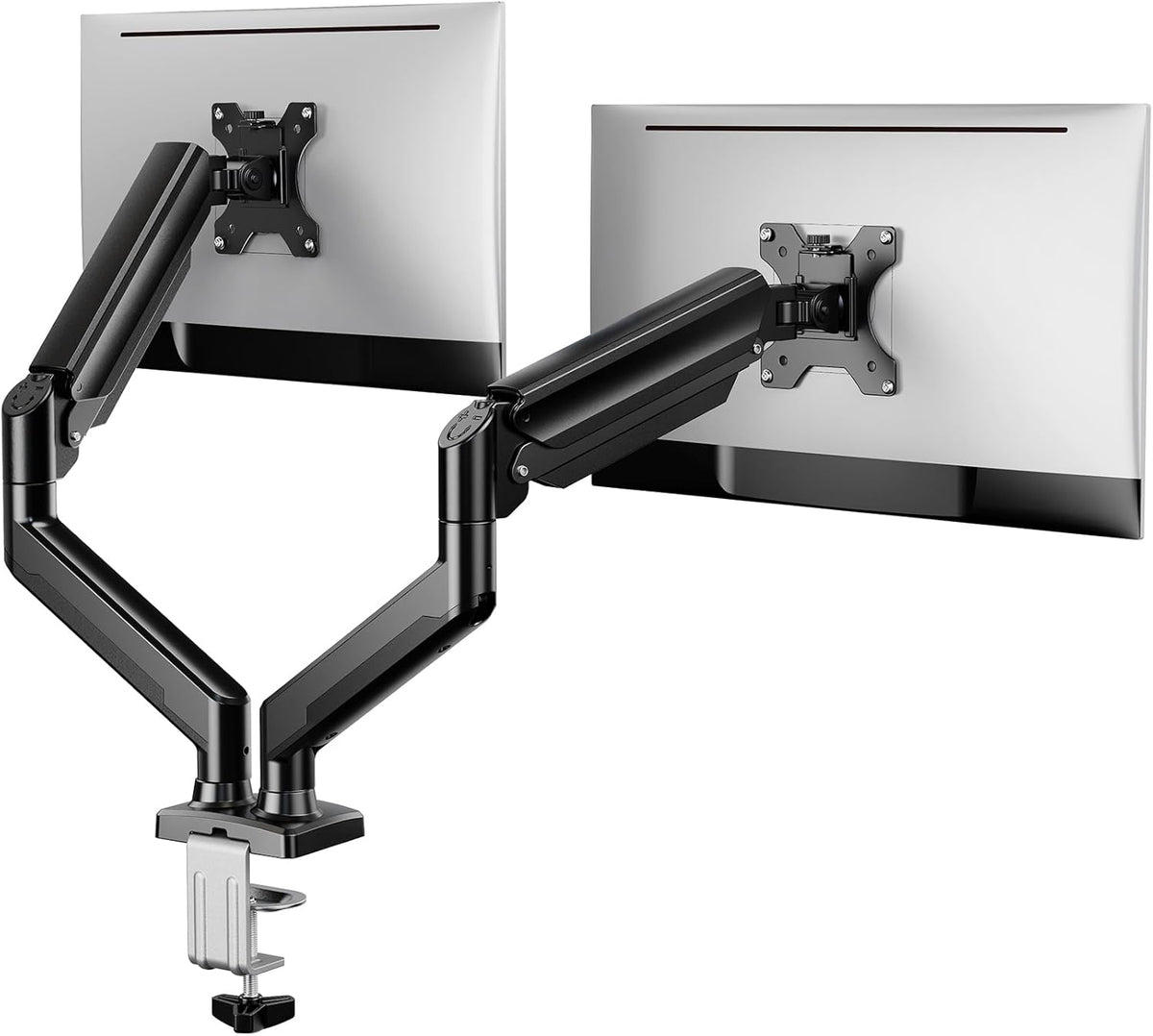 ErGear Dual Monitor Stand up to 32 inches Screen, Load-Bearing Max 22 lbs Each Arm, Adjustable Dual Monitor Mount, Sturdy Steel vesa Monitor Mount with Stable VESA 75x75 100x100mm