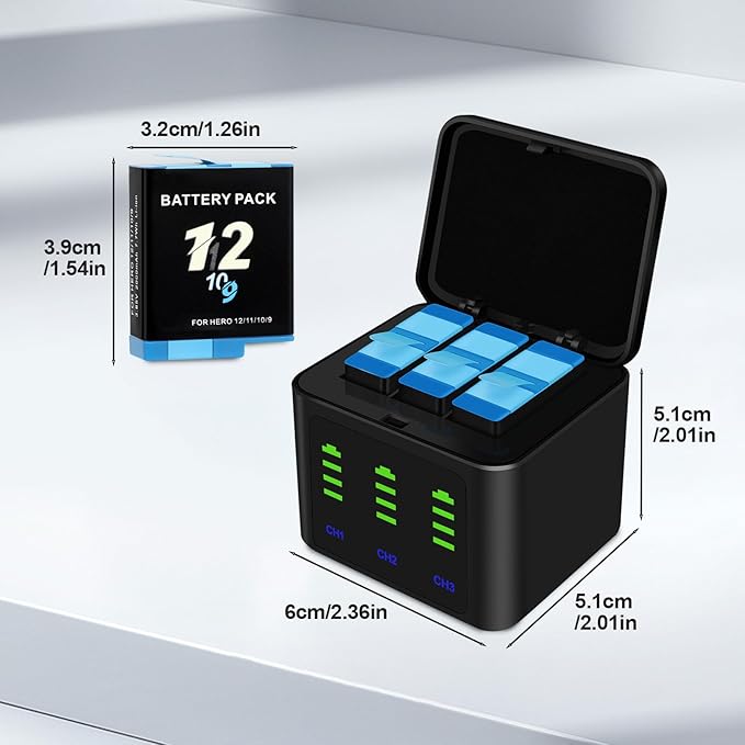 Battery Charger Kits for GoPro Hero 12 11 10 9 Black
