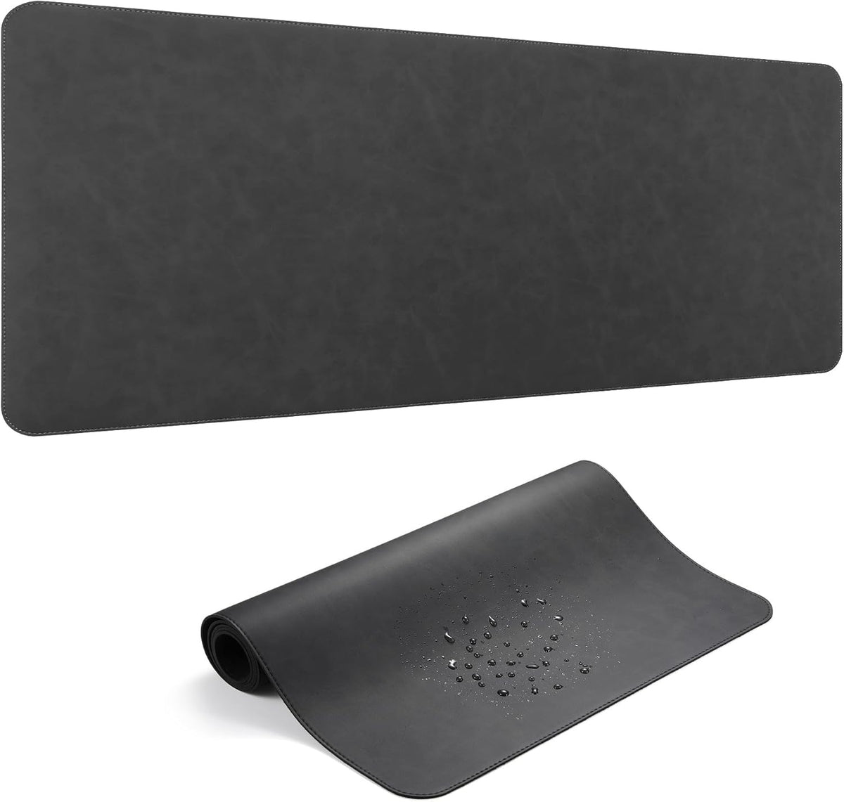 Leather Large Desk Pad Protector Non-Slip, Office Desk Mat, Computer Mouse Pad, Desk Blotter & Writing Pad, Keyboard Extended Mousepad with Stitched Edge for Desktop Laptop 39.4 x 17 inch (Black)