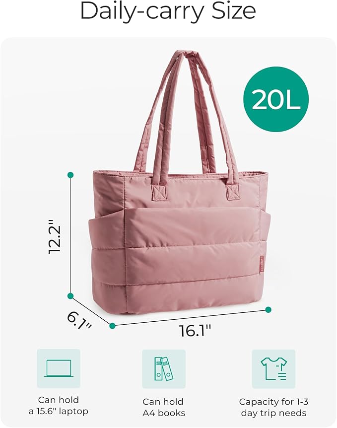 BAGSMART Tote Bag for Women, Lightweight Puffy Tote Bag
